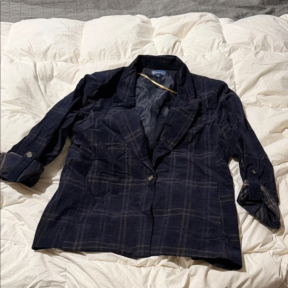 Democracy Dark Plaid Corduroy Blazer - Picture 1 of 4